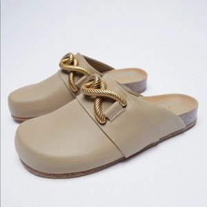 Zara leather shoes clogs big buckle